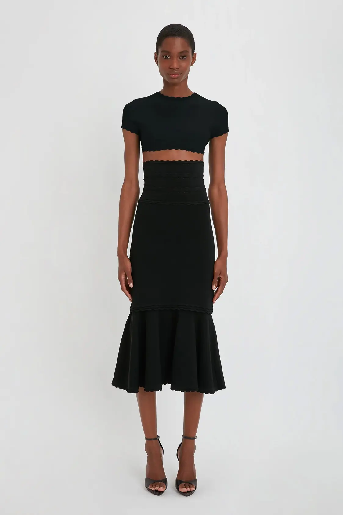 Flared Midi Skirt In Black